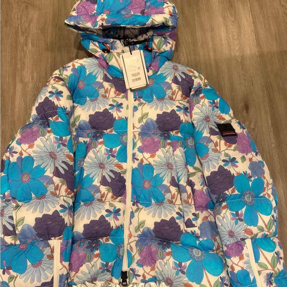 Bogner x Loveshackfancy Floral Blue and Purple Ski Jacket